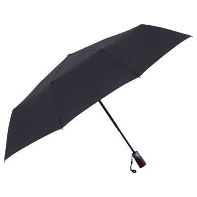 

MAYDU men's automatic tri-folded umbrella with wood handle business style M303 black