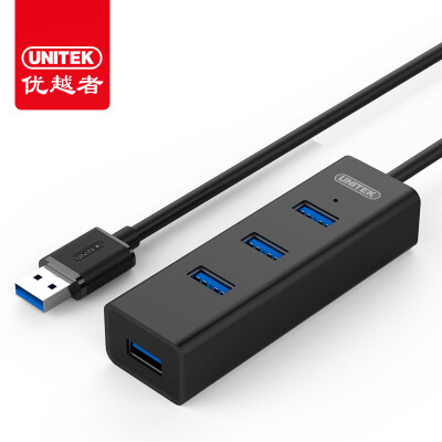 

(UNITEK) Y-3082BK USB3.0 высокоскоростное расширение 4-портовый концентратор Hub 30см алюминиевый сплав настольный ноутбук один перетащить четыре USB-сплиттер черный