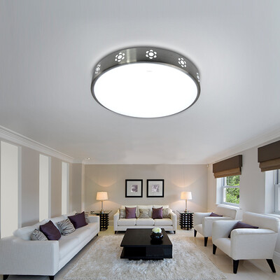

NVC Ceiling light led lamp bedroom balcony aisle creative hollow sunflower brushed aluminum frame round monochromatic light 24W