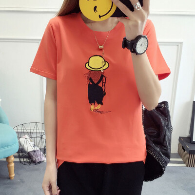 

VIVAHEART Korean T-shirt embroidery pattern short-sleeved T-shirt female VWTD174233 orange M