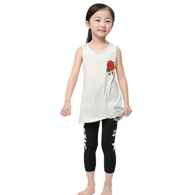 

Yu Zhaolin YUZHAOLTIN T-Shirt Set Summer Girls Short Sleeve Pants Set M416604 Rose Rice Set 110 yards