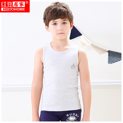 

Red bean home Hodohome children&39s vest boys in the big child cotton elastic backing sleeveless T-shirt plum gray 16085