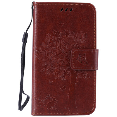 

Brown Tree Design Кожа PU флип крышки Кошелек Карты Держатель чехол для LG K4