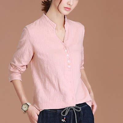 

CITYPLUS Arts Fan Li collar wild primer shirt loose long-sleeved shirt CWCC172473 pink L