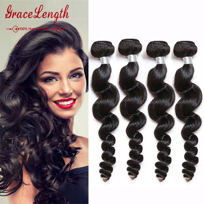 

Grace Length Hair Malaysian Loose Wave 4 Bundles Human Hair Weave 8A Malaysian Virgin Hair Loose Wave Malaysian Hair Weave Bundles