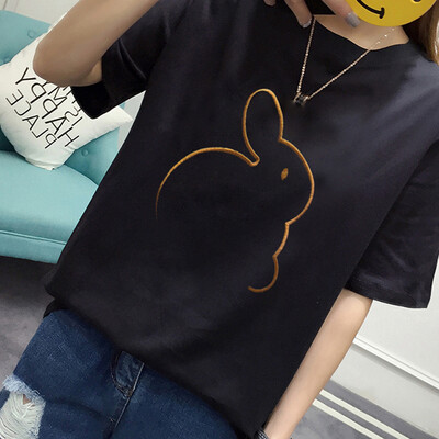 

VIVAHEART Korean T-shirt embroidered pattern short-sleeved T-shirt female VWTD174232 black L
