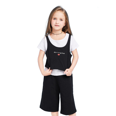 

Balabarra BALABALA female middle boy short sleeve suit summer middle child three sets of sleeved casual women 28192170154 black 165
