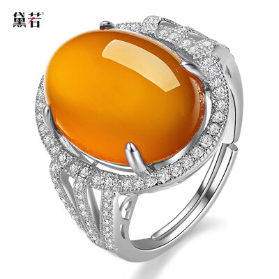 

Dai Tuo index finger ring S925 silver chrysanthemum chalcedony open gem ring personality index finger ring exaggerated tide big ring with a national inspection certificate