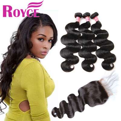 

Peruvian Human Hair Body Wave Bundles with Closure Peruvian Body Wave 3Bundles With Lace Closure Human Hair Wet&Wave Extension
