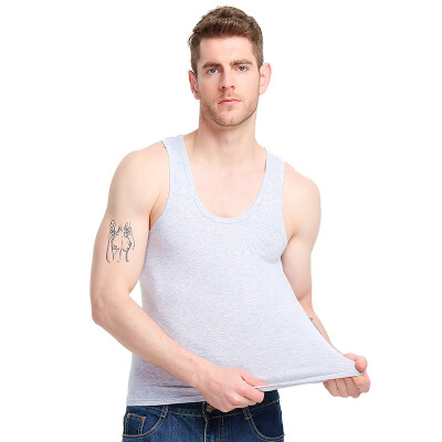 

Supermarket] Jingdong Bosideng men's vest male sports a fitted cotton stretch Slim sleeveless vest Men's shirt gray