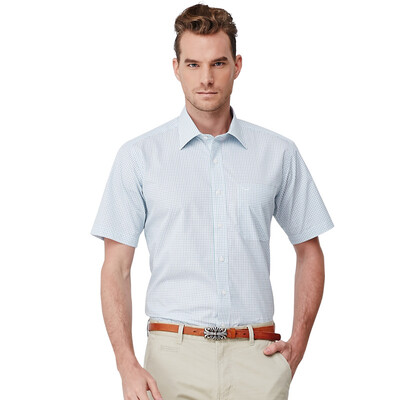 

Virtue casual lattice men short sleeve breathable shirt