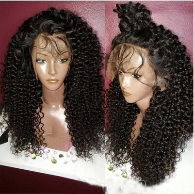 

Curly lace front human hair wigs with baby hair Brazilian hair free part lace front kinky curly wig for black women