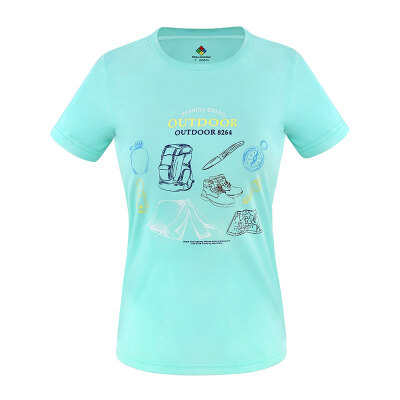 

8264 outdoor couples quick dry clothes men&women print short sleeves comfortable leisure quick clothes T-shirt K7S122915 ice blue L