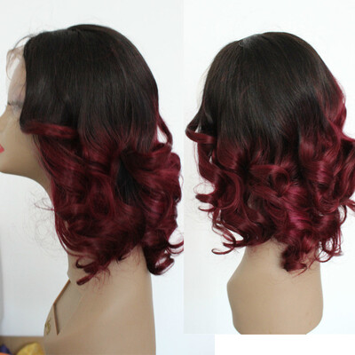 

Ombre Human Hair Wigs Glueless 1BBurgundy Two Tone Lace Front Human Hair WigsFull Lace Wig Body Wave Baby Hair Bleached Knots