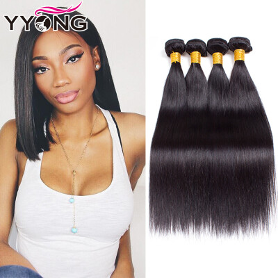 

Grade 8A Brazilian Virgin Hair Straight 4Pcs Lot YYONG Silky Straight Brazilian Hair Weave Bundles 1B# Natural Black Deals