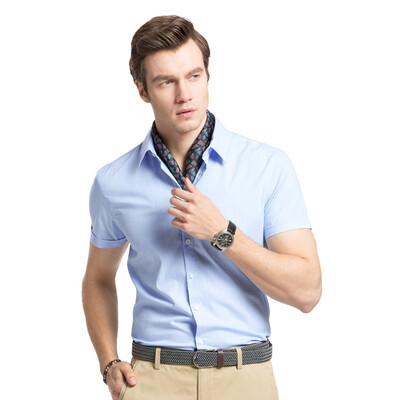 

Camel (CAMEL) men's summer fashion green collar collar Slim solid color business short-sleeved shirt X7E257237 light purple 40