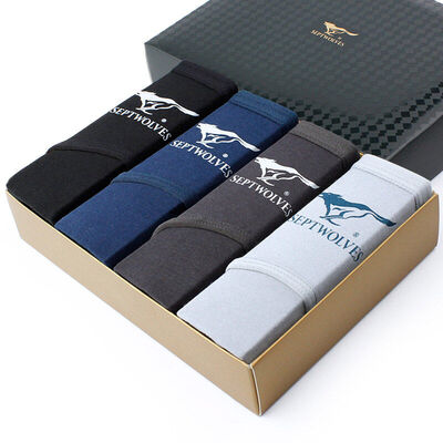 

SEPTWOLVES Mens Cotton Triangle Underpants Stretch Waistline Breathable Comfortable Sports Underwear Gift Boxes D3314-XL 4pcs