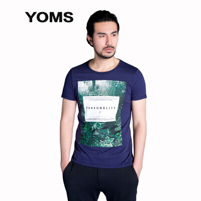 

(YOMS) short-sleeved T-shirt male fine cotton business casual short-sleeved printing primer shirt male 52226051 possession of green M