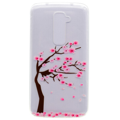 

Cherry tree Pattern Soft Thin TPU Rubber Silicone Gel Case Cover for LG G2