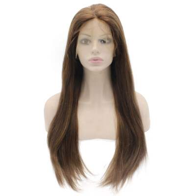 

#4/27 Lace Front Straight Human Hair Wigs Highlight Chocolate Brown Glueless Virgin Brazilian Lace Front Wig