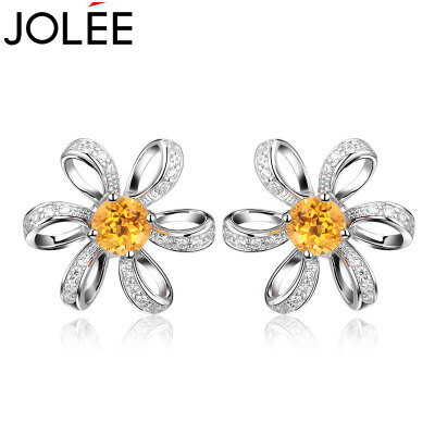 

Yu Lan JOLEE earrings S925 silver natural crystal love earrings simple Korean color gem earrings to send his girlfriend honor his wife gift purple