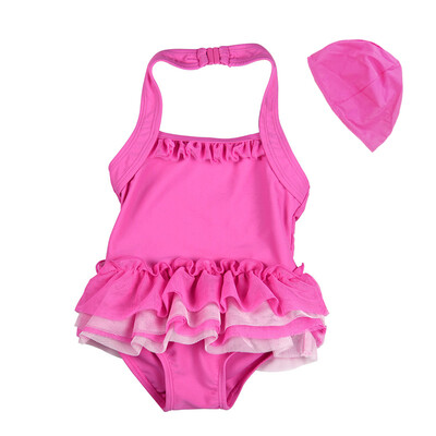 

Yizi EZI children&39s piece skirt swimsuit cute pompong yarn skirt piece girl swimwear swim cap Ezi10100 rose red 100cm