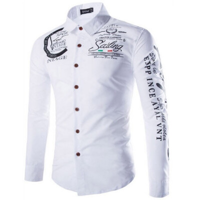 

New autumn and winter men's shirt printing casual long sleeve