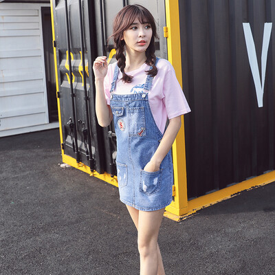 

VIVAHEART Korean casual harness dress sweet corners cowboy strap skirt VWQZ172434 light blue l