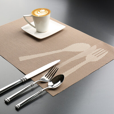 

Po You Ni kitchen mats PVC insulation mats non-slip table mats restaurant anti-hot Western mats put tableware mat 4 pieces double box pattern DQ9034-3