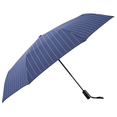 

American style MAYDU gentleman striped men business umbrella safe positioning automatic three fold sunny umbrella M3316 blue