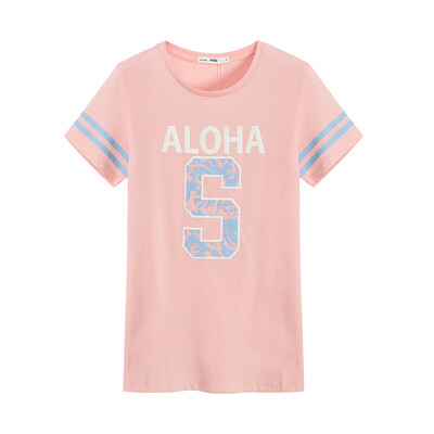 

Semir Semir short sleeve T-shirt summer ladies round neck letters printed straight t-shirt Korean version 12216000038 ice blue