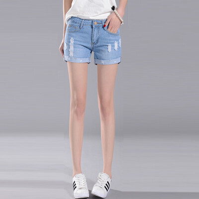 

City Plus CITYPLUS Arts Fan Straight Cuff Flap Cuff Denim Shorts CWDK174156 Light Blue 28