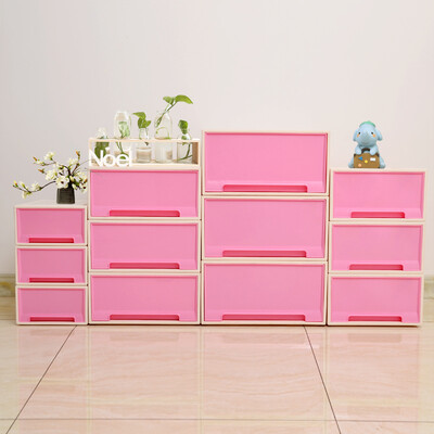 

Baicaoyuan plastic storage box storage box drawer storage cabinet storage cabinet wardrobe storage box 44L 1 loaded cherry powder