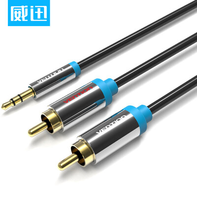 

Weining VENTION 35 one minute two audio cable 35mm turn double Lotus head 2rca audio computer speaker line AUX cable black 10 meters P550AC1000-B