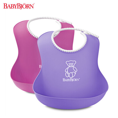 

BABYBJORN Soft Bib Нагрудник для ребенка от 4 месяцев (розовый + фиолетовый, 2 шт., Швеция)