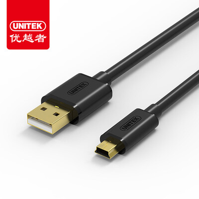 

UNITEK mini usb data cable t-type mouth 2 m mobile hard disk drive recorder data cable camera flat mp3 4 charging line Y-C4004EBK