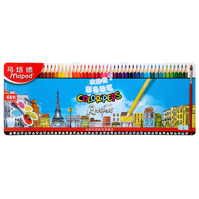 

Ма Peide (Maped) 48-цветный водорастворимый цветной карандаш железного ящик 836018