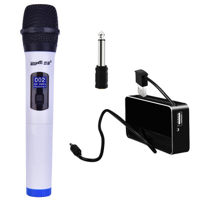 

Dual promise F03 upgrade version of hand-held wireless microphone KTV home speaker / loudspeaker / computer microphone with 6.5mm adapter white