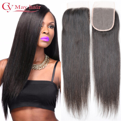 

7A Brazilian Virgin Hair Closure Straight Middle Part Bleached Knots 4x4 Inch Swiss Lace Top Closures Brazilian Straight Closure