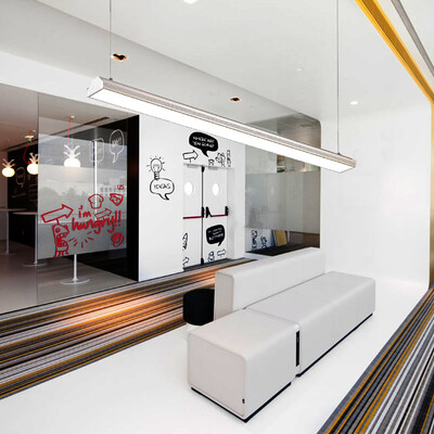 

Jingdong supermarket] Po Li Huang LED office chandelier simple modern aluminum long studio office office lighting 36w hanging line lamp ET606