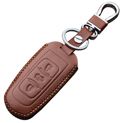 

Huashi Geely Key Bag Hand Sewing Smart Three Button Brown Geely Bo Yue Borui Vision X6 Leather Key Case