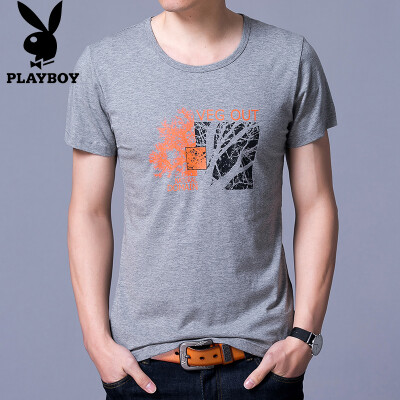 

Playboy T Shirt Men Round Neck Print Short Sleeve Shirt