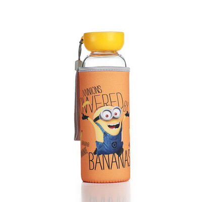 

LONGSTAR small yellow meow star men and women with glass handle with a student anti-hot sports cup 500ml with cup sets CH-8135 sky blue