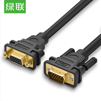 

Зеленый сустав (UGREEN) VGA удлинитель 3 + 6 мужчин и женщина инженерного класса VGA монитор компьютера кабельного телевидения видео 1,5 м плюс черный 30743