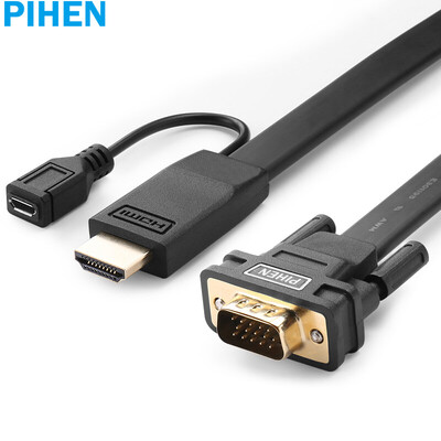 

(PIHEN) PH-ZHX002 Кабель HDMI-VGA Кабель для видео конвертера видео высокой четкости Подключение к ноутбуку Телевизионная проекционная линия цифроаналоговый 1 метр