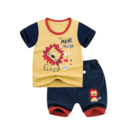 

Yue Tong Lai children's suit summer boy short-sleeved T-shirt harem pants summer suit Y1922 yellow lion 150