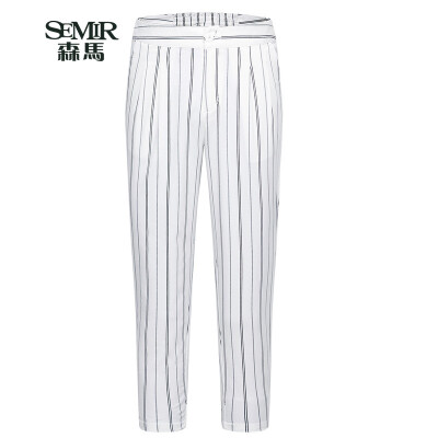 

Semir Semir casual pants summer was thin stripes Korean version of wild casual pants pants 13216260016 white black tones 28