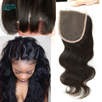 

Reinforced Peruvian Lace Closure Body Wave Bleached Knots 4"4" Unprocessed Human Virgin Hair MiddleFree Part Top Closure