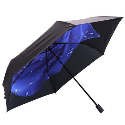 

Heaven umbrella UPF50 carbon fiber all shade black rubber transfer rose three fold small black umbrella sunny umbrella umbrella blue 30336DLCJ