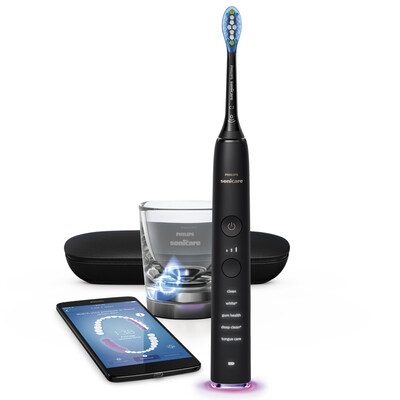 

Philips (PHILIPS) электрическая зубная щетка HX9924 / 12 Алмазная белый Интеллектуальный аккумуляторная зубная щетка для взрослых версия Bluetooth Titanium Black